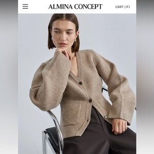 Almina Concept - V neck cardigan in Oatmeal